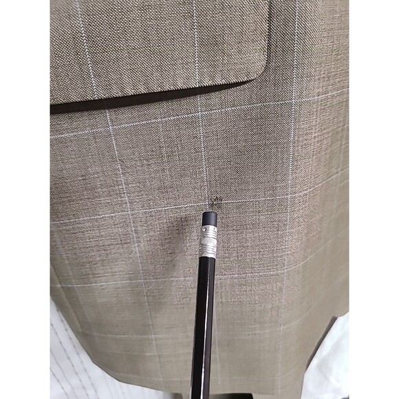 Faconnable Nordstroms 2 Piece Suit 42R 36/32 Slacks. Olive Green Pin Stripes. - Picture 7 of 9